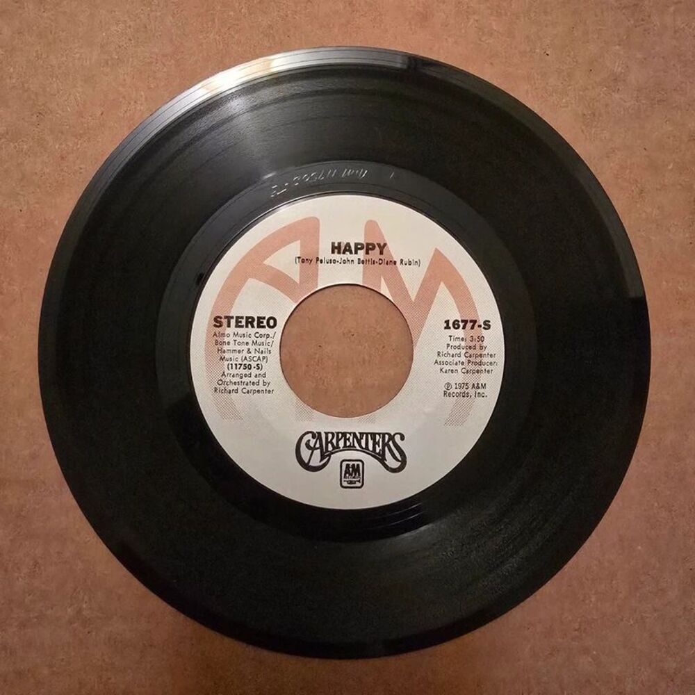 Carpenters Only Yesterday / Happy vinyl 45 record